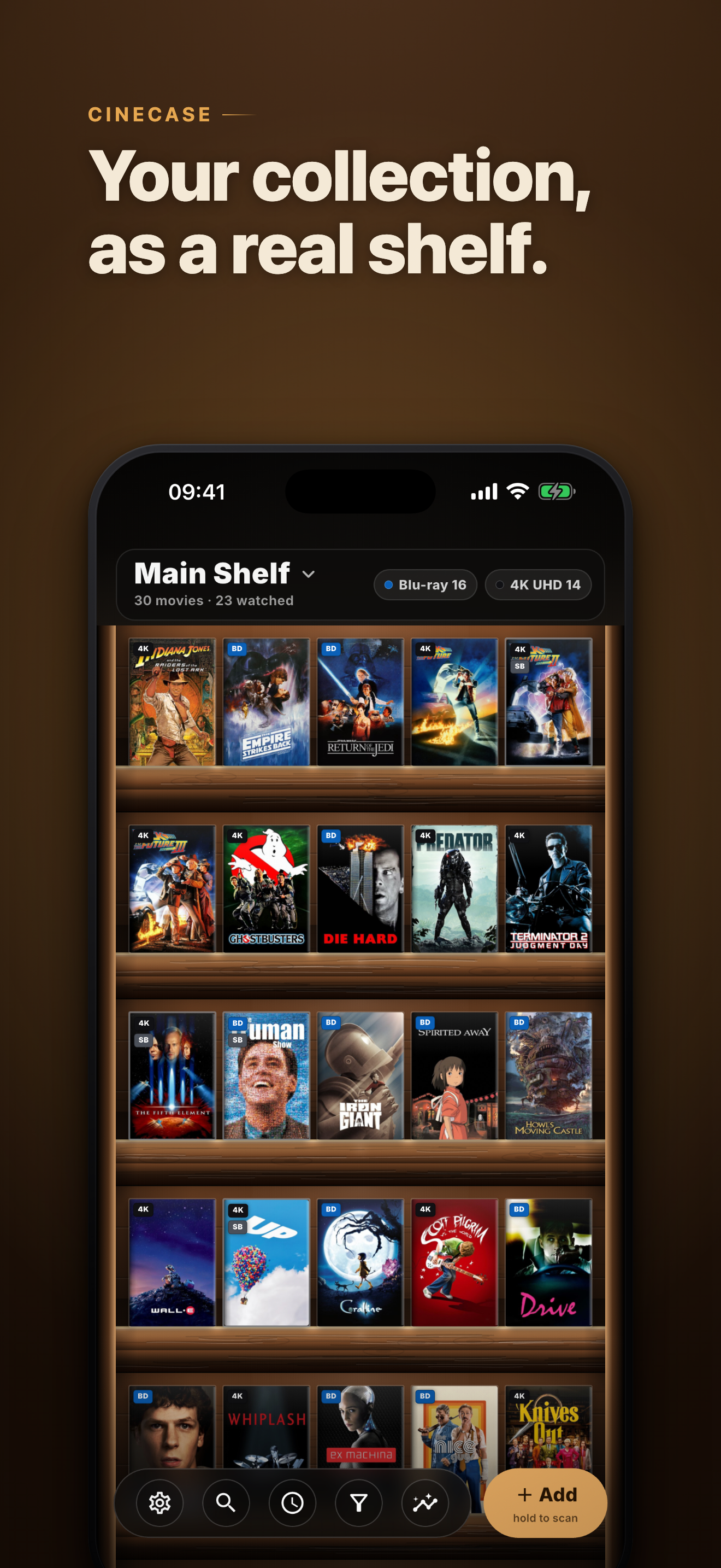 Cinecase Covers view on iPhone